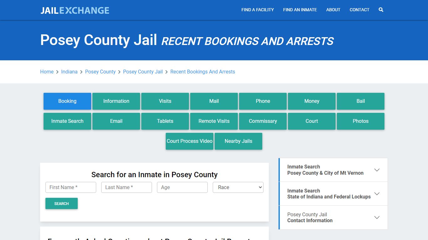 Posey County Jail Recent Bookings And Arrests - Jail Exchange